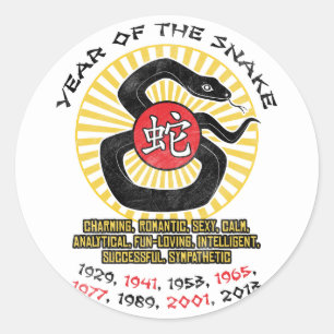 Jaar van de Slang 2013 Kwaliteiten Ronde Sticker