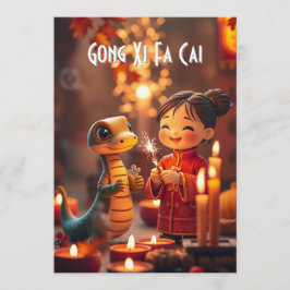 Jaar van de Slang (Kinder kaarslicht) Wenskaart Advieskaart