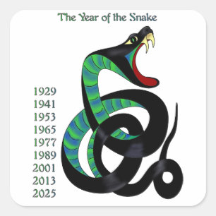 Jaar van de slang vierkante sticker