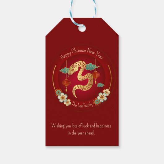 Jaar van de Slangengift Labels (Chinees Nieuwjaar) Cadeaulabel (Voorkant)