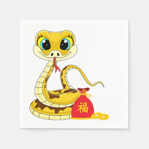 Jaar van de Snake Cartoon Red Sack Napkins Servet