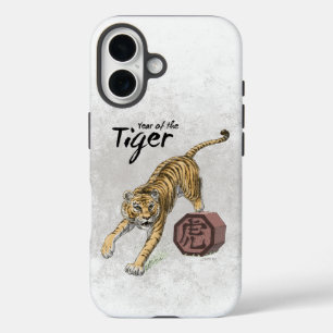 Jaar van de Tiger Chinese Zodiac Art iPhone 16 Hoesje