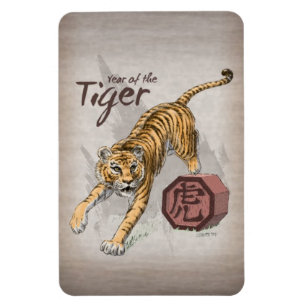 Jaar van de Tiger Chinese Zodiac Art Magneet