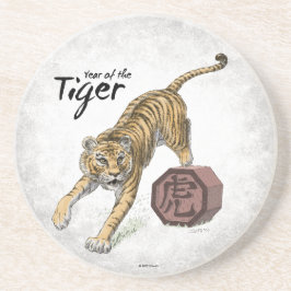 Jaar van de Tiger Chinese Zodiac Art Zandsteen Onderzetter
