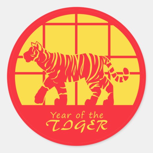 Jaar van de tijger ronde sticker (Voorkant)