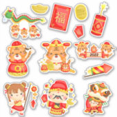 Jaar van de Tijger Stickers | Vier de maan (Voorkant)