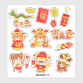 Jaar van de Tijger Stickers | Vier de maan (Vel)
