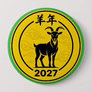 Jaar Van De Vuur Geit 2027 Zodiac Knop Ronde Button 4,0 Cm
