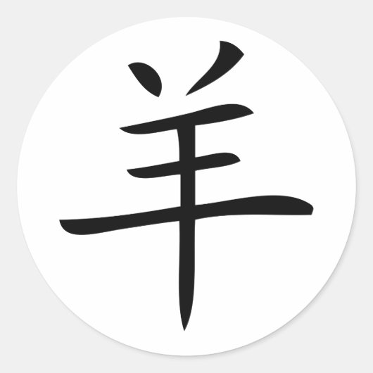 jaar van het chinees geit ronde sticker (Voorkant)