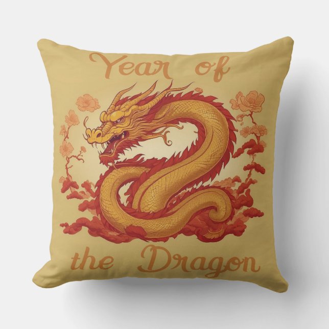 Jaar van het Dragon Sierkussen (Voorkant)