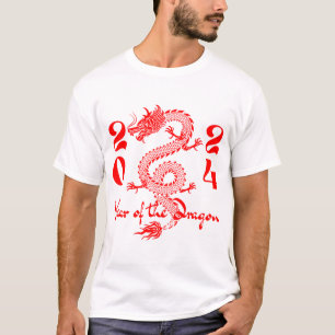 Jaar van het drakenrood t-shirt
