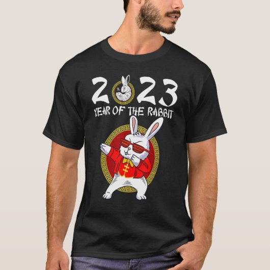 Jaar van het konijn 2023 dierlijk Chinees nieuwjaa T-shirt (Voorkant)