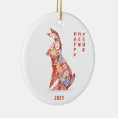 Jaar van het konijn 2023 keramisch ornament (Rechts)