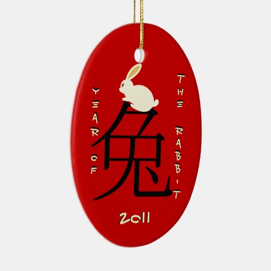 Jaar van het Konijn Chinees Nieuwjaar 2011 Keramisch Ornament (Rechts)