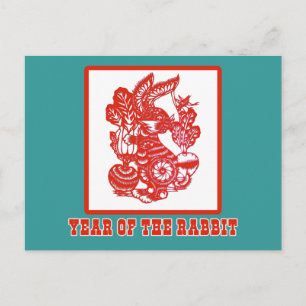 Jaar van het Konijn Chinese Paper Cut Art Feestdagenkaart