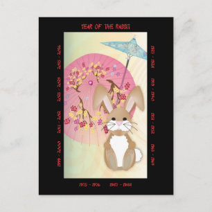 Jaar van het konijn feestdagenkaart