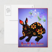 Jaar van het Konijn in Zwart Briefkaart (Voorkant / Achterkant)