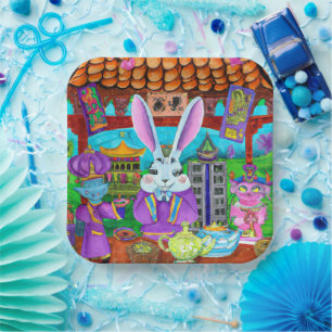 Jaar van het konijn papieren bordje