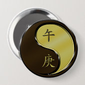 Jaar van het metalen paard ronde button 4,0 cm (Voorkant /achterkant)