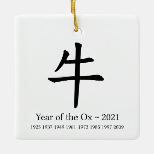 Jaar van het Ox Chinese Nieuw Jaar Dierdier Keramisch Ornament