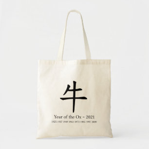 Jaar van het Ox Chinese nieuwjaarsteken van de Zod Tote Bag