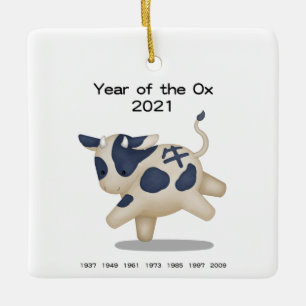 Jaar van het Ox Cute Zodiac Animal 2021 Keramisch Ornament