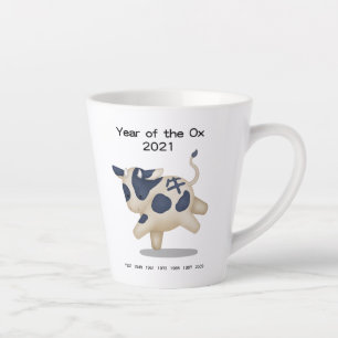 Jaar van het Ox Cute Zodiac Animal 2021 Latte Mok