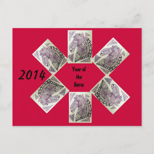 Jaar van het Paard 2014 Chinees Nieuwjaar Briefkaa Feestdagenkaart