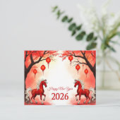Jaar van het Paard 2026 Briefkaart (Staand voorkant)
