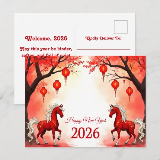 Jaar van het Paard 2026 Briefkaart (Voorkant / Achterkant)