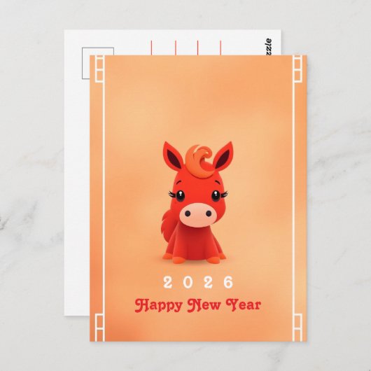 Jaar van het Paard 2026 Briefkaart (Voorkant / Achterkant)