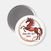 Jaar van het Paard 2026 Bruine kleur Magneet (Voorkant / Achterkant)