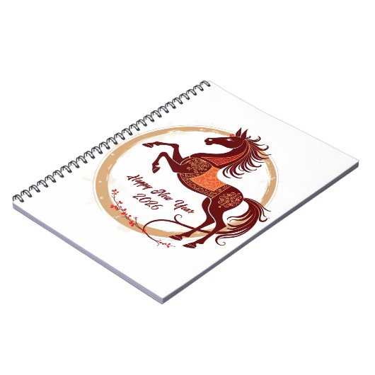 Jaar van het Paard 2026 Bruine kleur Notitieboek (Linkerzijde)