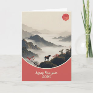 Jaar van het Paard 2026 Chinees Nieuwjaar Berg  Feestdagen Kaart