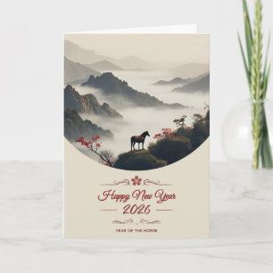 Jaar van het Paard 2026 Chinees Nieuwjaar Berg  Feestdagen Kaart