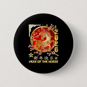 Jaar Van Het Paard 2026 Chinese Maanzeodiak Ronde Button 5,7 Cm