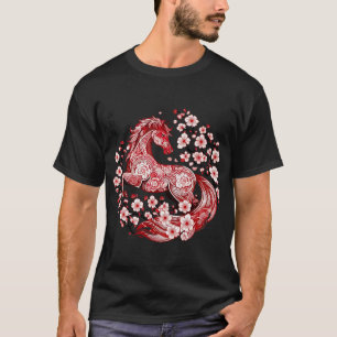 Jaar van het Paard 2026 Kunst met Kersenbloesem T-shirt
