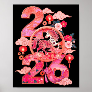 Jaar van het Paard 2026 Maan Chinese Nieuwjaar Zod Poster