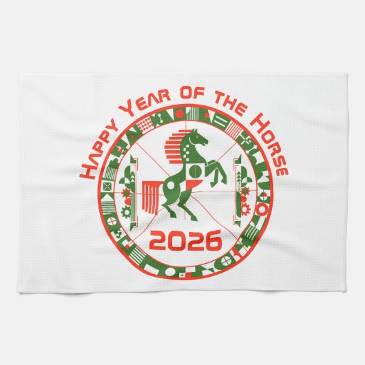 Jaar van het Paard 2026 Theedoek (Horizontaal)