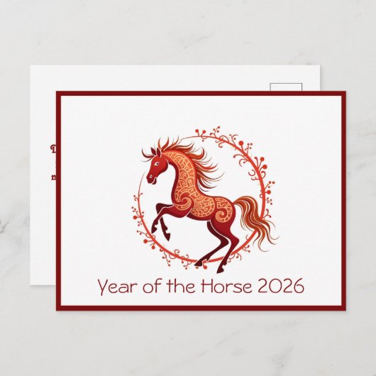 Jaar van het Paard 2026 vakantie briefkaart (Voorkant / Achterkant)