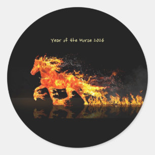 Jaar van het Paard 2026 (Vuur Paard) Ronde Sticker