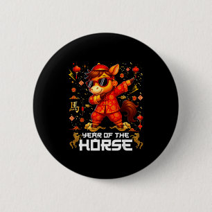 Jaar van het paard Dabbing Paard Maan Chinese Nieu Ronde Button 5,7 Cm