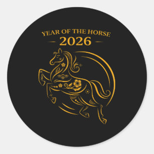 Jaar Van Het Paard Maan Chinese Nieuwjaar Vuur Paa Ronde Sticker