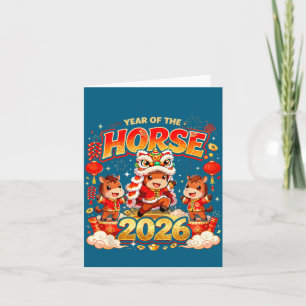 Jaar van het Paard Maans Nieuwjaar Familie Kaart