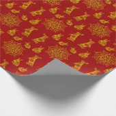 Jaar van het Rabbit Red en Gold Mandala Pattern Cadeaupapier (Hoek)