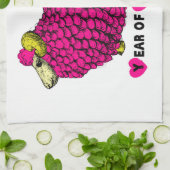 Jaar van het Ram Schaap of Geit Roze Keuken Handdo Theedoek (Gevouwen)