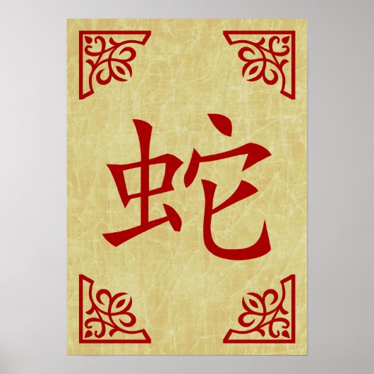 jaar van het snake chinese symbool poster (Voorkant)