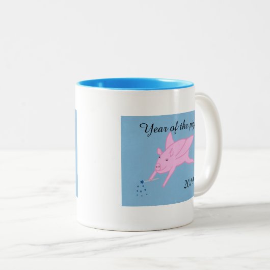 Jaar van het varken, vliegende varkenswand, mokken (Voorkant rechts)