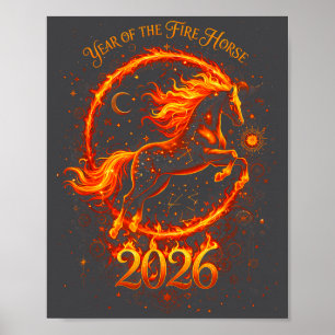 Jaar Van Het Vuurpaard 2026 Chinees Nieuwjaar Poster