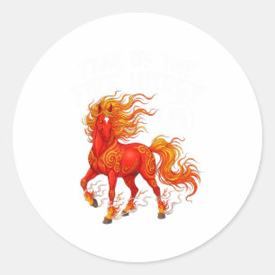 Jaar Van Het Vuurpaard Chinees Nieuwjaar 2026 Zodi Ronde Sticker
